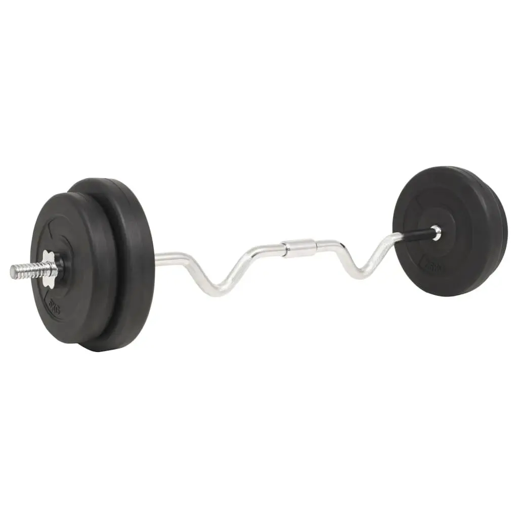 Barbell Set 30kg Strength Training Home Gym Black Weightlifting
