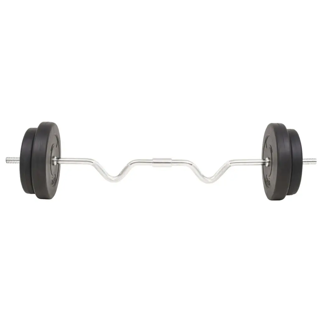 Barbell Set 30kg Strength Training Home Gym Black Weightlifting