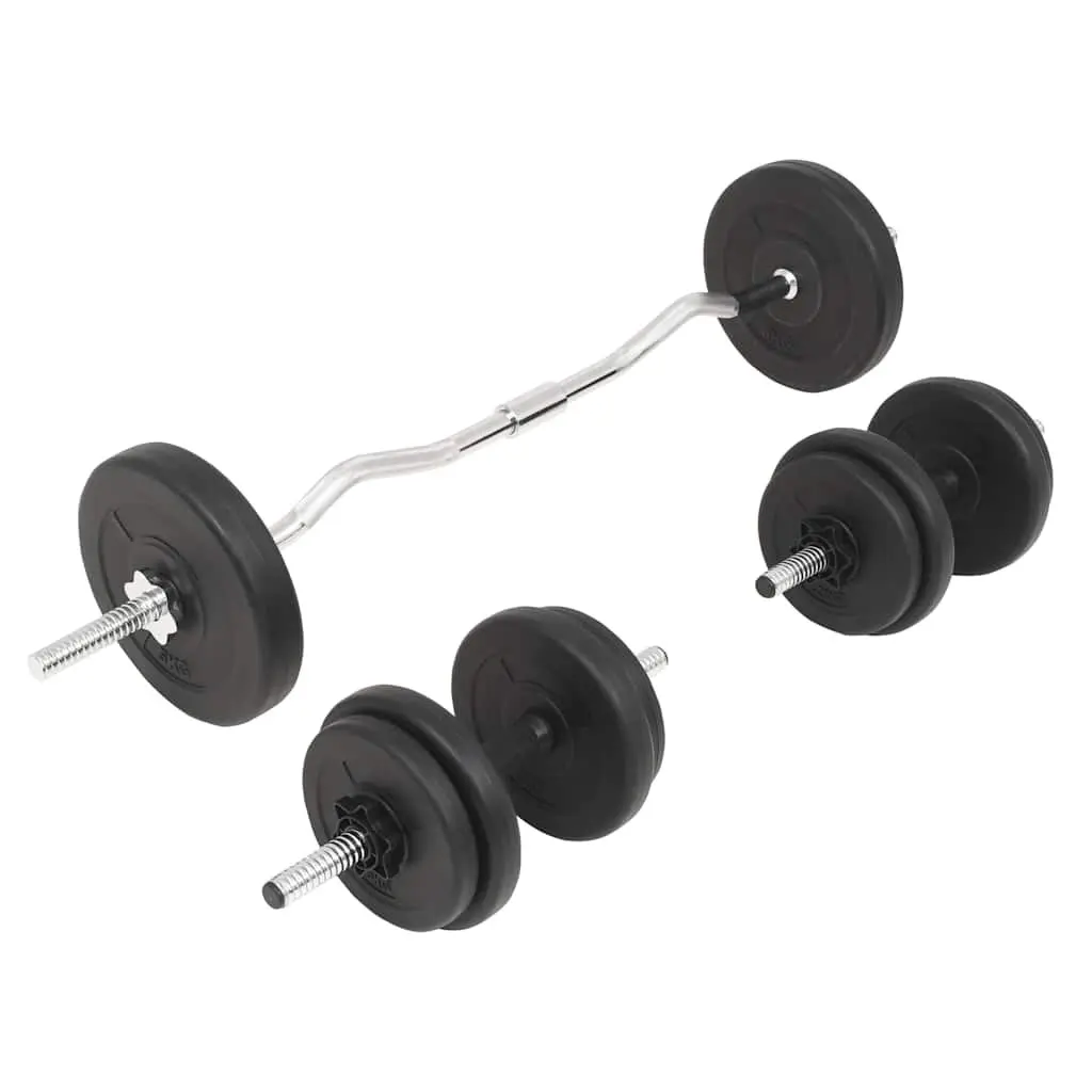 Barbell and Dumbbell Set 30kg Strength Training Home Gym Equipment Black