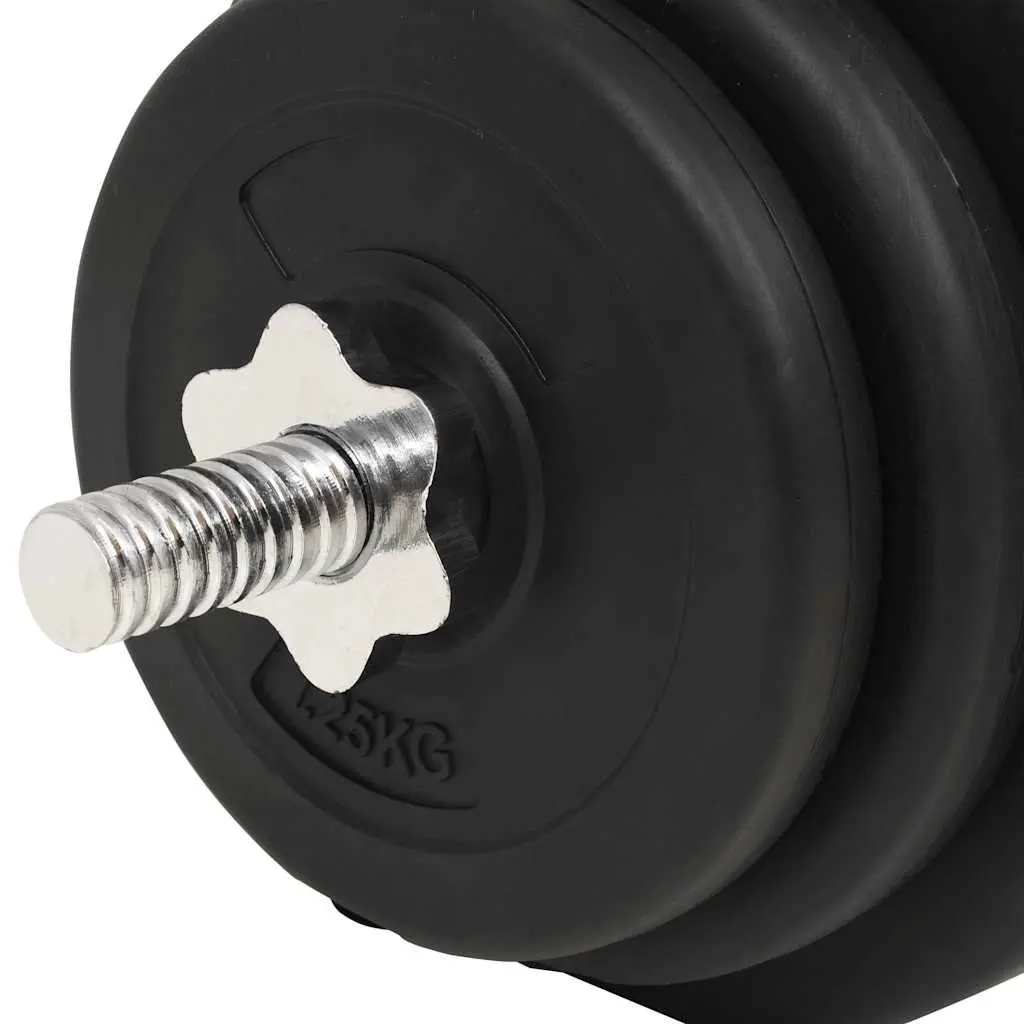 Barbell and Dumbbell Set 30kg Strength Training Home Gym Equipment Black