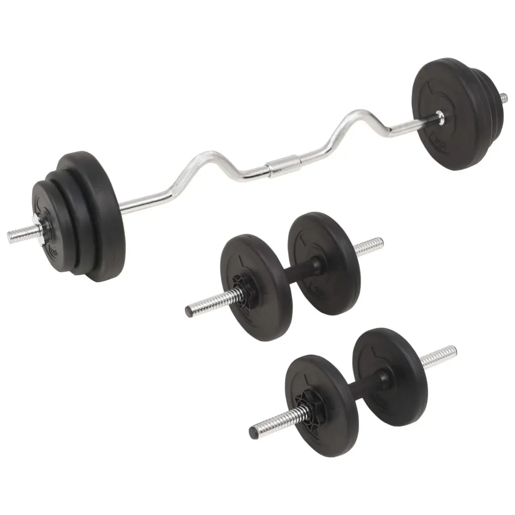 Barbell and Dumbbell Set 30kg Free Weights Home Gym Training Equipment Black