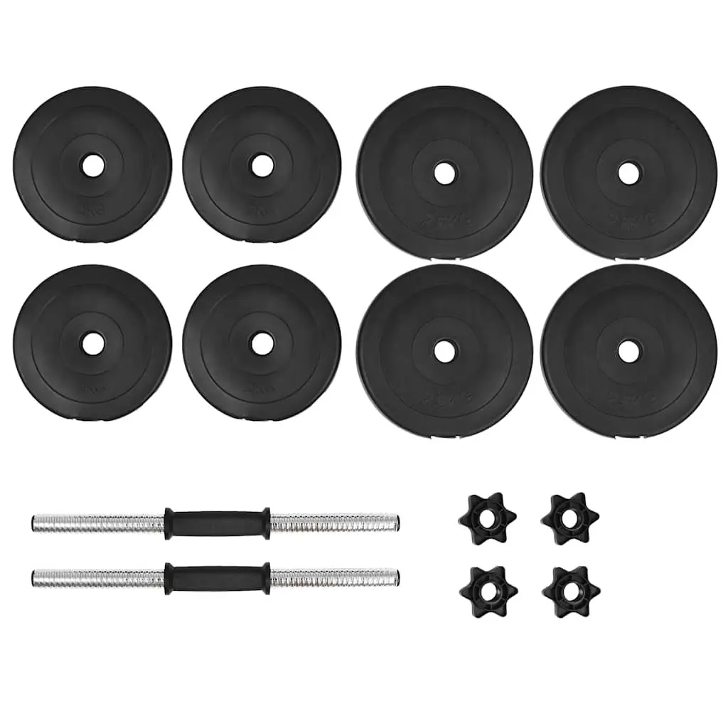 Dumbbell Set Strength Training 20kg 14 Piece Black