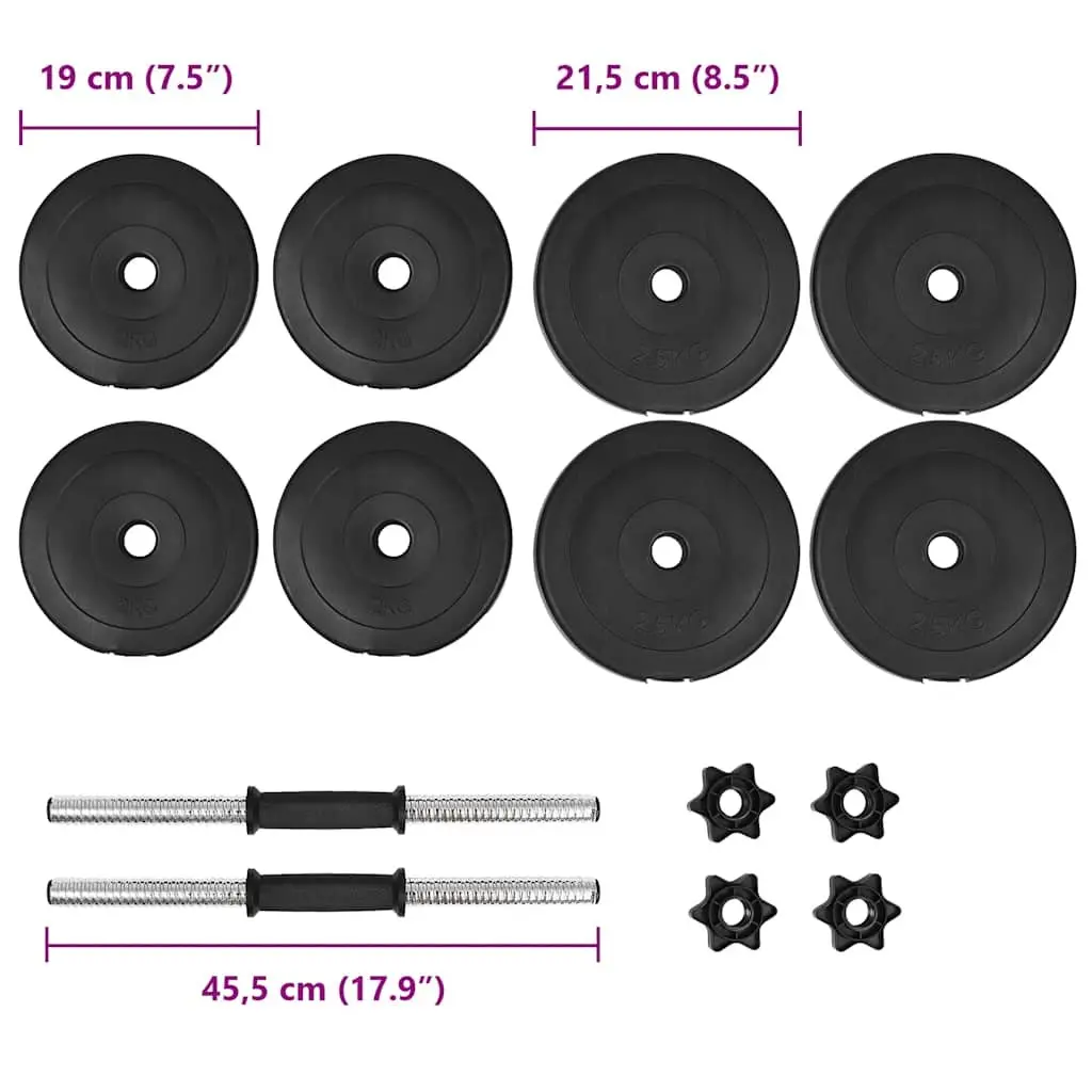 Dumbbell Set Strength Training 20kg 14 Piece Black