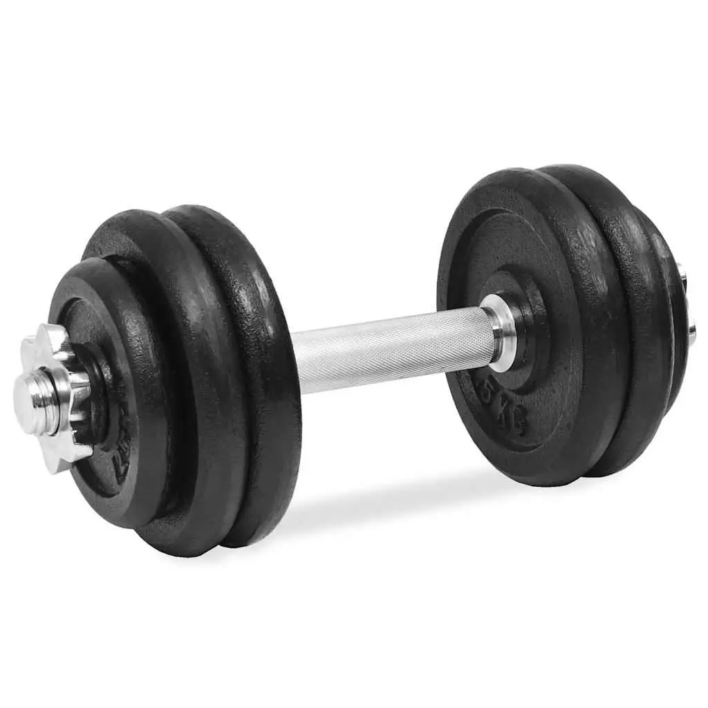 Dumbbell Set Strength Training 30kg Adjustable Cast Iron Weight Plates Black