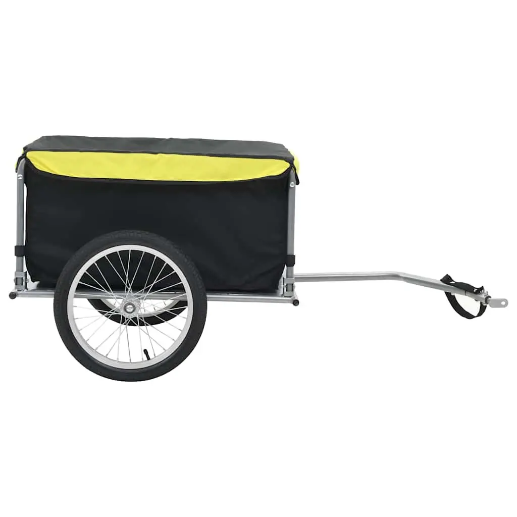 Bike Trailer Water Resistant Cargo 65kg Load Capacity Foldable Steel Frame Black