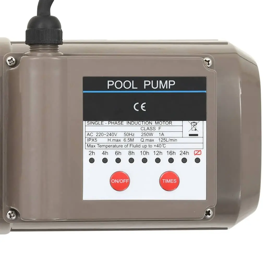 Pool Pump with Timer 0.25 HP 8000 L/h Above Ground Swimming Circulation System