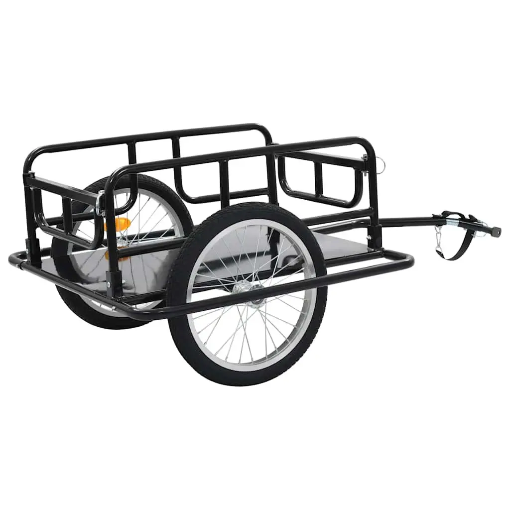 Bike Trailer Two-Wheeled Cargo Hauler Steel Frame Foldable Quick-Release Hitch