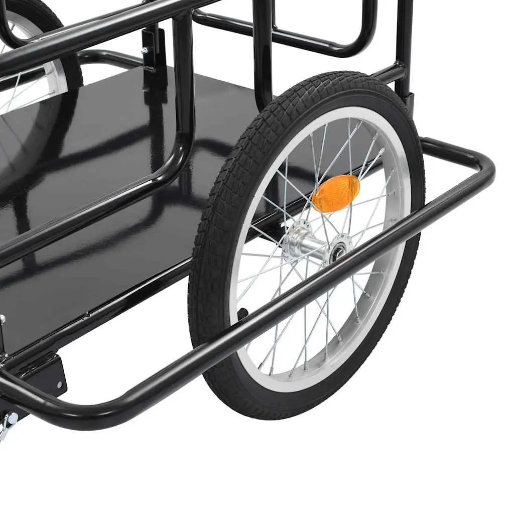 Bike Trailer Two-Wheeled Cargo Hauler Steel Frame Foldable Quick-Release Hitch
