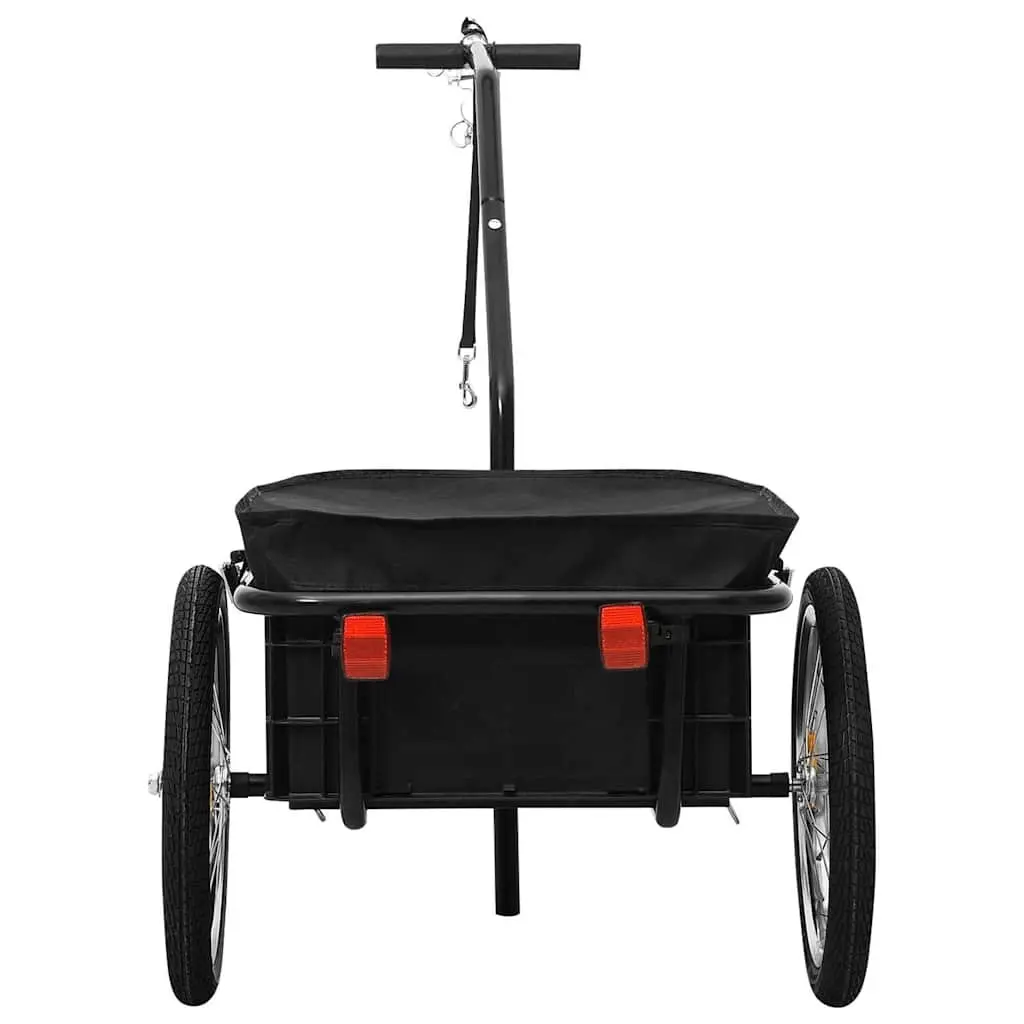 Steel Frame Cargo Bike Trailer 155x60x83cm Black Hand Wagon Transport Crate