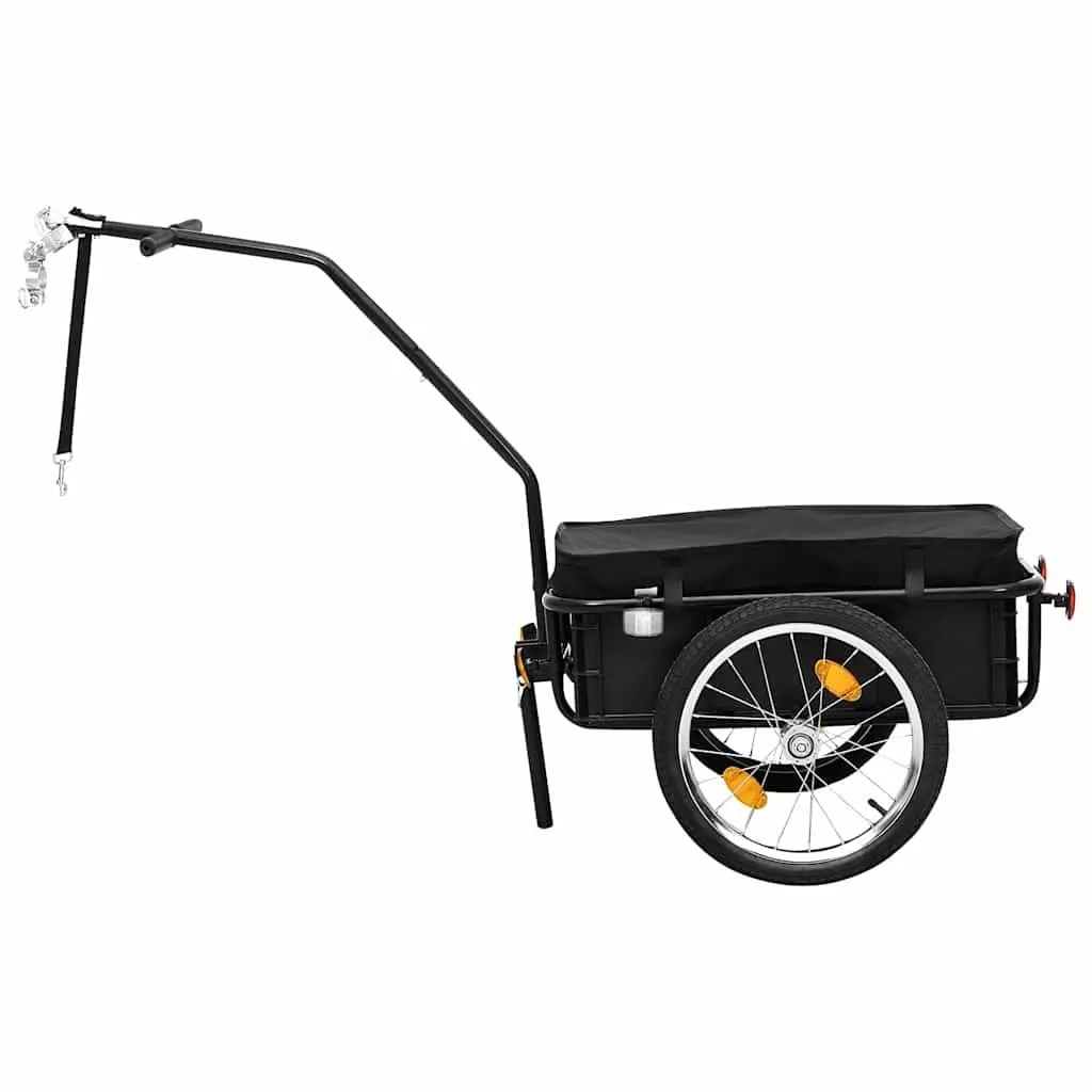 Steel Frame Cargo Bike Trailer 155x60x83cm Black Hand Wagon Transport Crate
