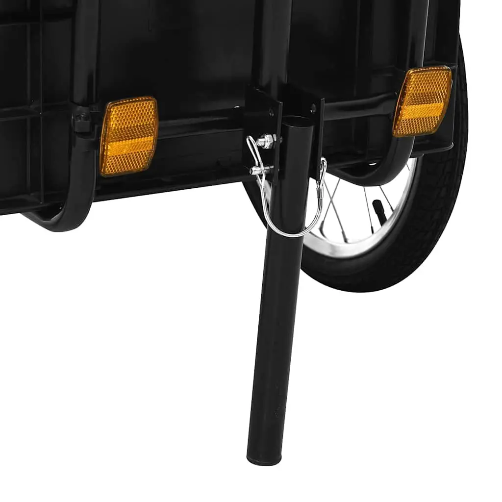 Steel Frame Cargo Bike Trailer 155x60x83cm Black Hand Wagon Transport Crate