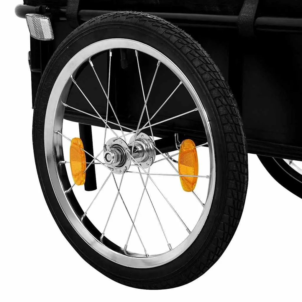 Steel Frame Cargo Bike Trailer 155x60x83cm Black Hand Wagon Transport Crate