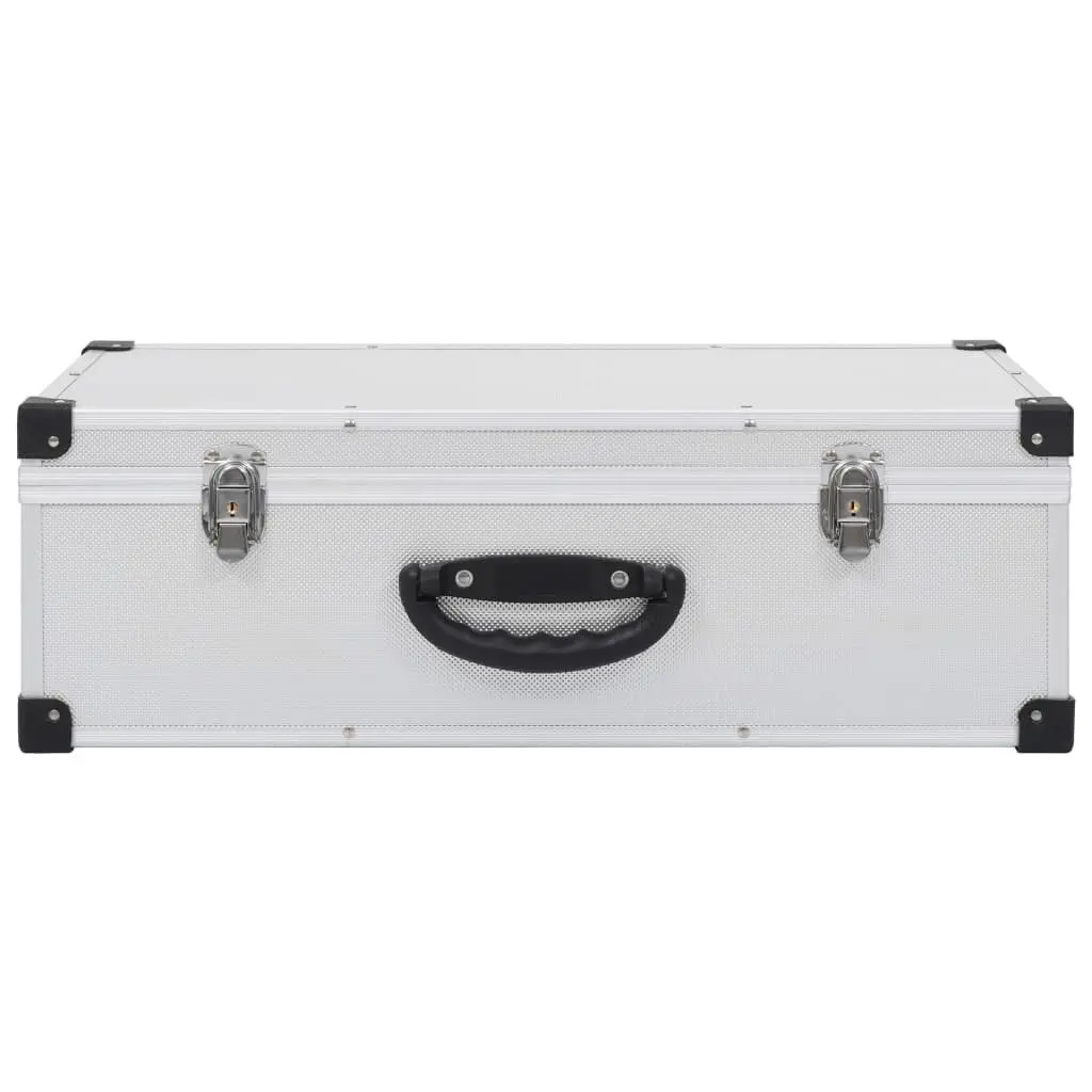 CD Case for 80 CDs Storage Box Silver Aluminium Trimming ABS