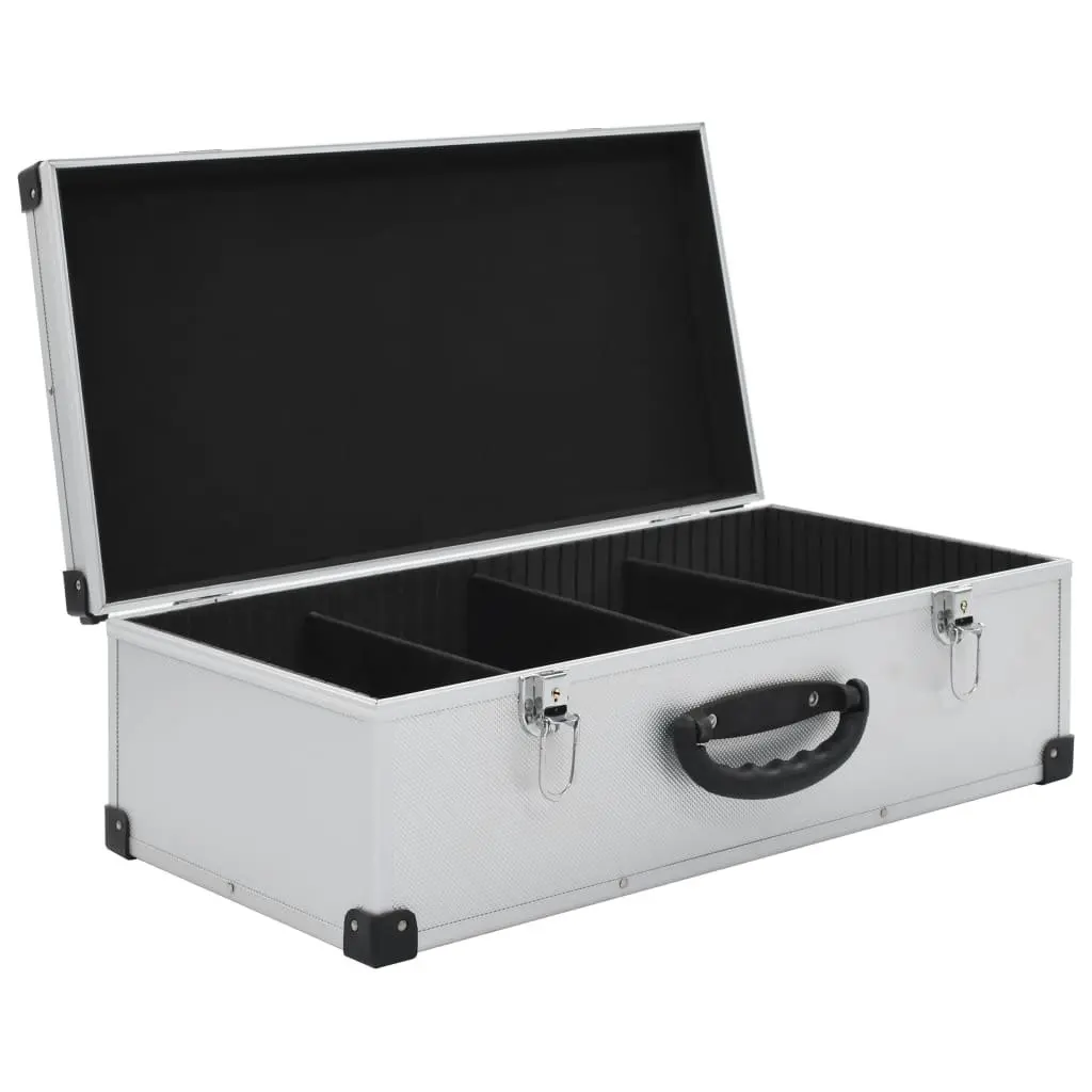 CD Case for 80 CDs Storage Box Silver Aluminium Trimming ABS
