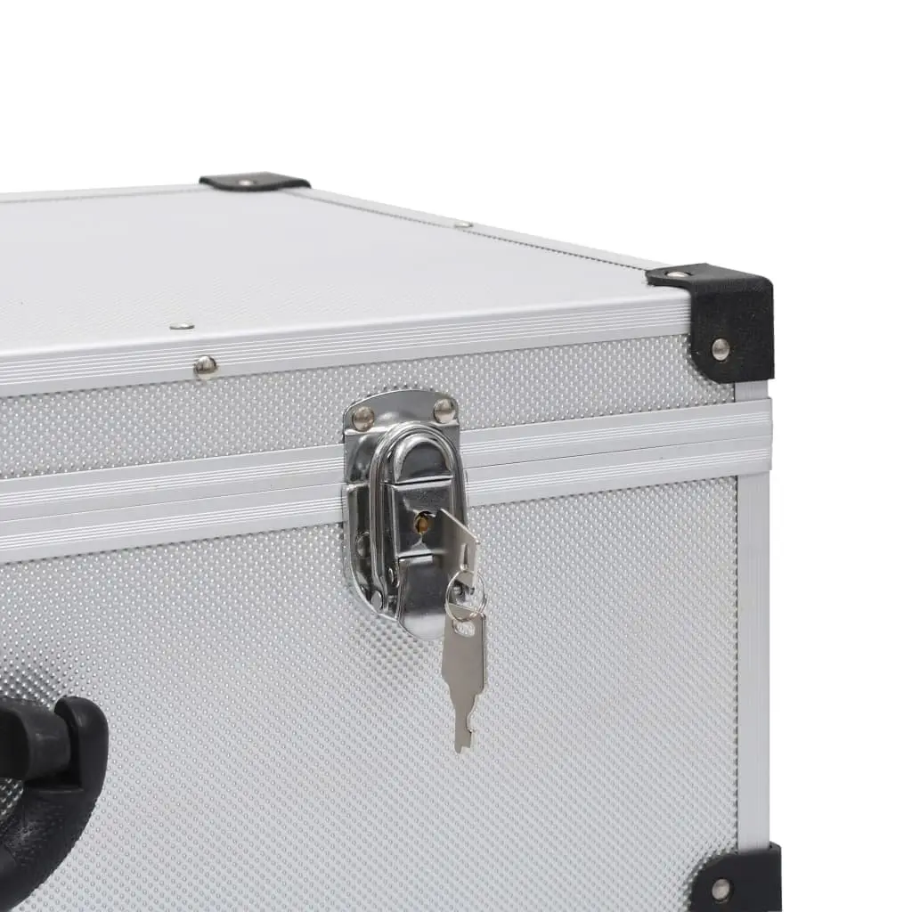 CD Case for 80 CDs Storage Box Silver Aluminium Trimming ABS
