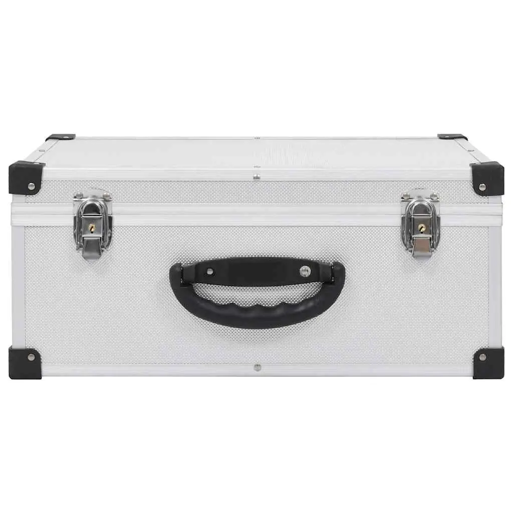 CD Case for 60 CDs Storage Organiser Box Silver Wood with ABS Layer and Aluminium Trimming
