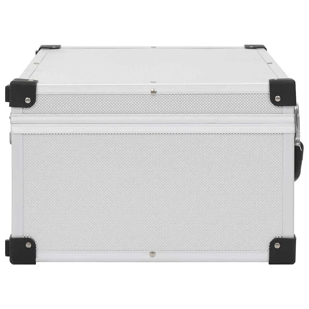 CD Case for 60 CDs Storage Organiser Box Silver Wood with ABS Layer and Aluminium Trimming