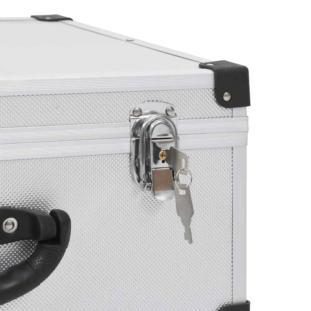 CD Case for 60 CDs Storage Organiser Box Silver Wood with ABS Layer and Aluminium Trimming