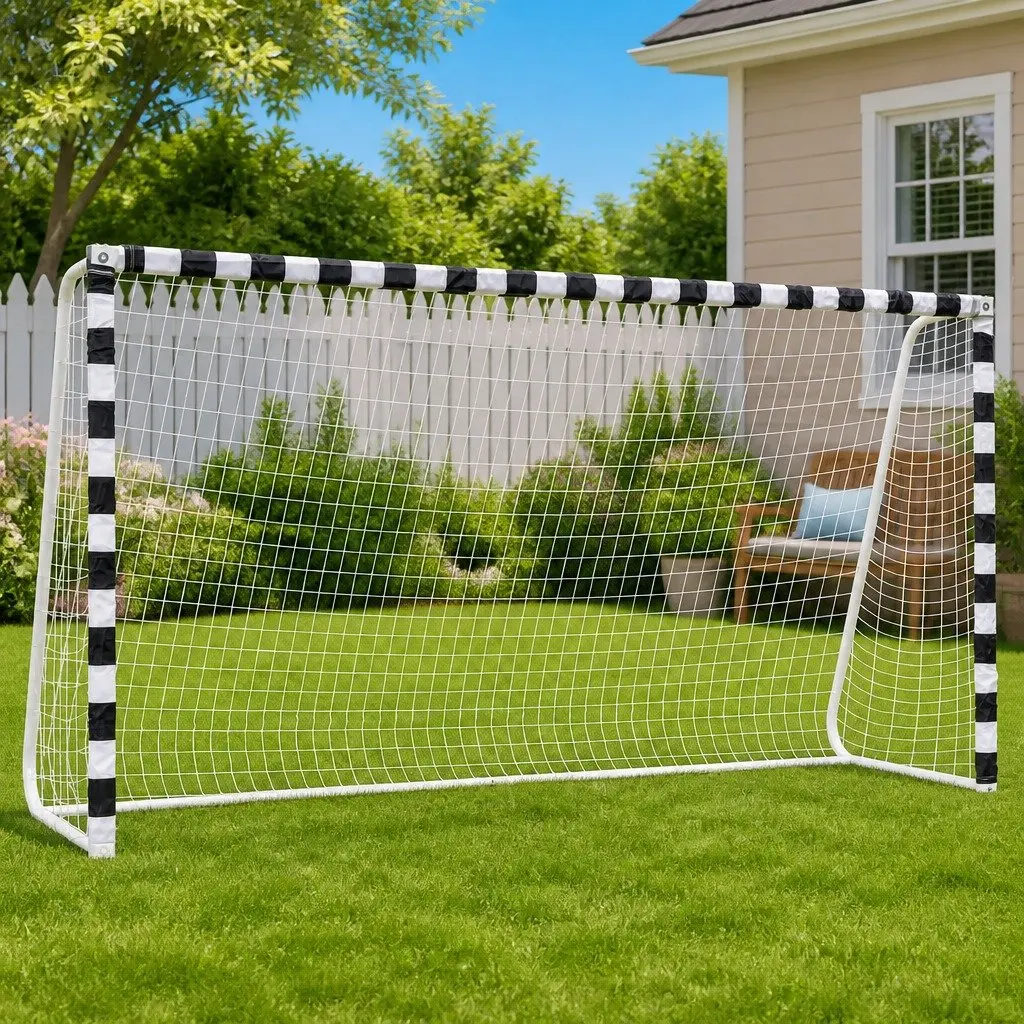 Soccer Goal Training Net 300x160x90 cm White and Black for Adults Kids Backyard