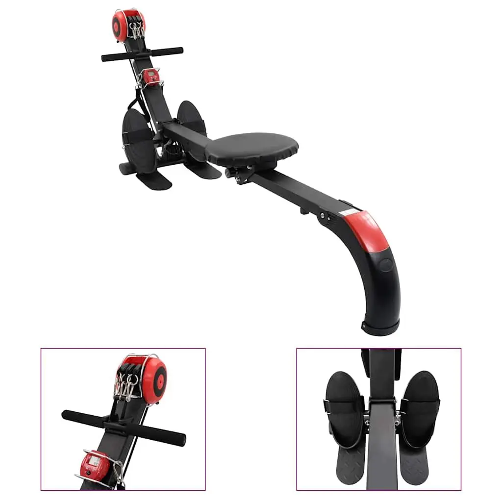 Folding Rowing Machine Adjustable Resistance Home Gym Cardio Equipment Black
