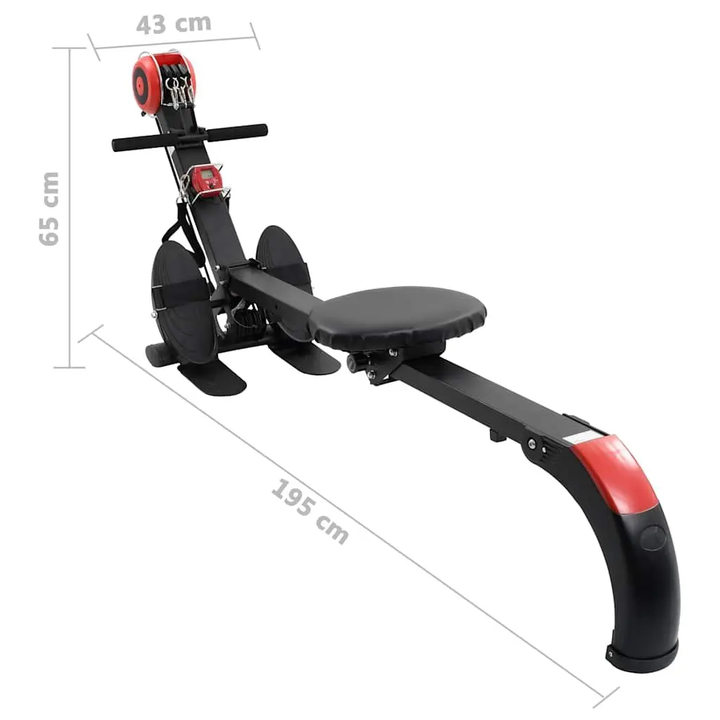 Folding Rowing Machine Adjustable Resistance Home Gym Cardio Equipment Black