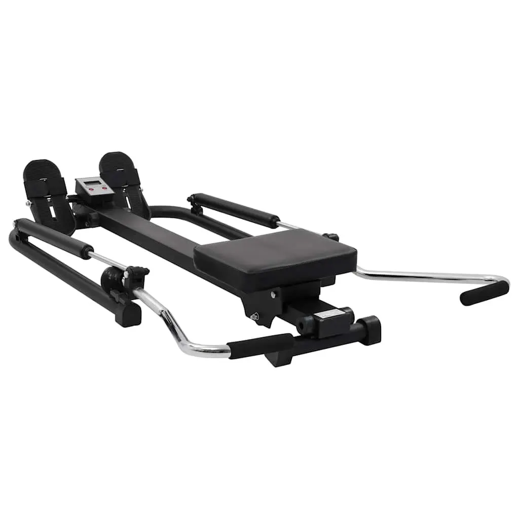 Rowing Machine Home Cardio Fitness Compact 5 Level Hydraulic Resistance Black