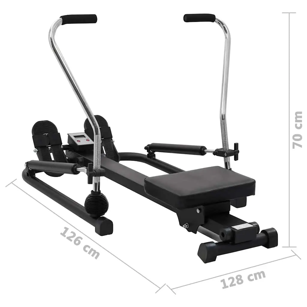 Rowing Machine Home Cardio Fitness Compact 5 Level Hydraulic Resistance Black