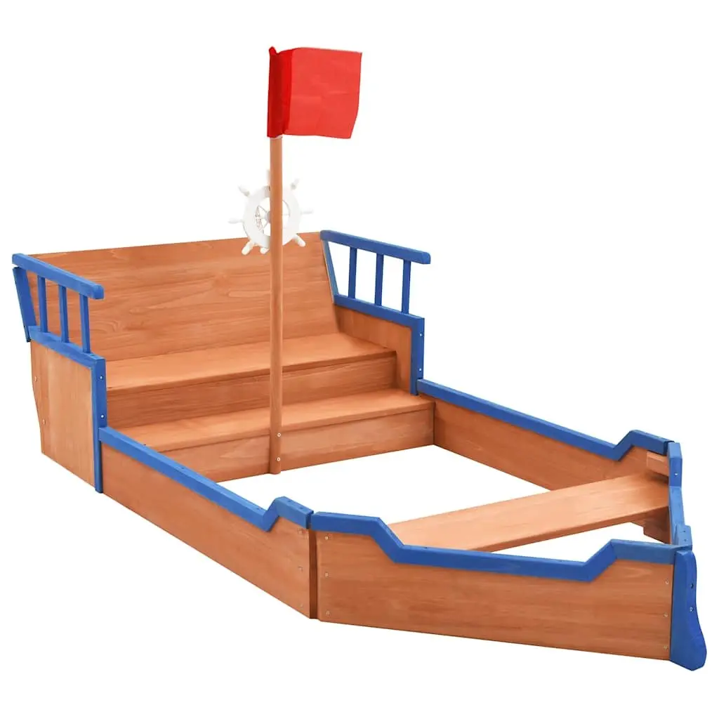 Wooden Sandbox Pirate Ship Design Children Outdoor Play Equipment Sand Pit