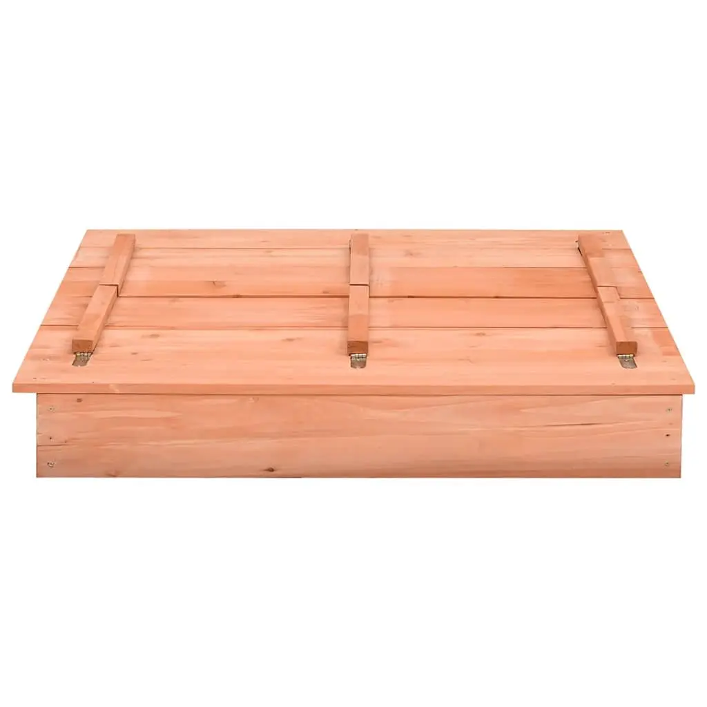 Wooden Sandbox Outdoor Play 95x90x15cm Brown with Folding Lid and Bench Seats