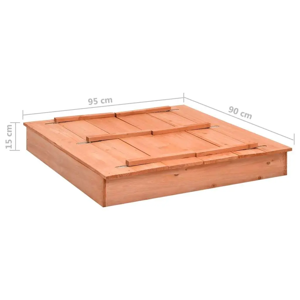 Wooden Sandbox Outdoor Play 95x90x15cm Brown with Folding Lid and Bench Seats