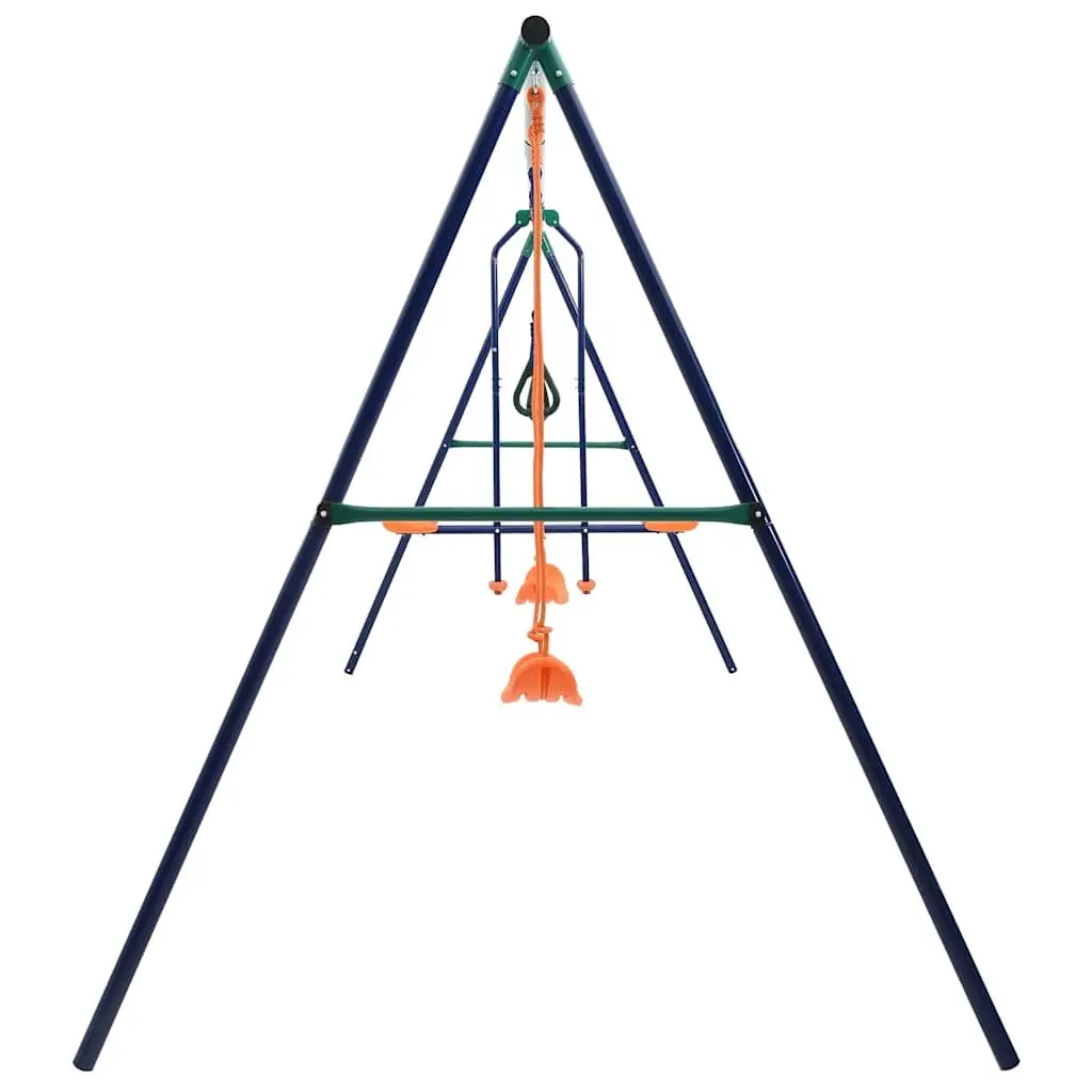 Swing Set Outdoor Play Equipment Steel A-Frame 4 Seats Orange