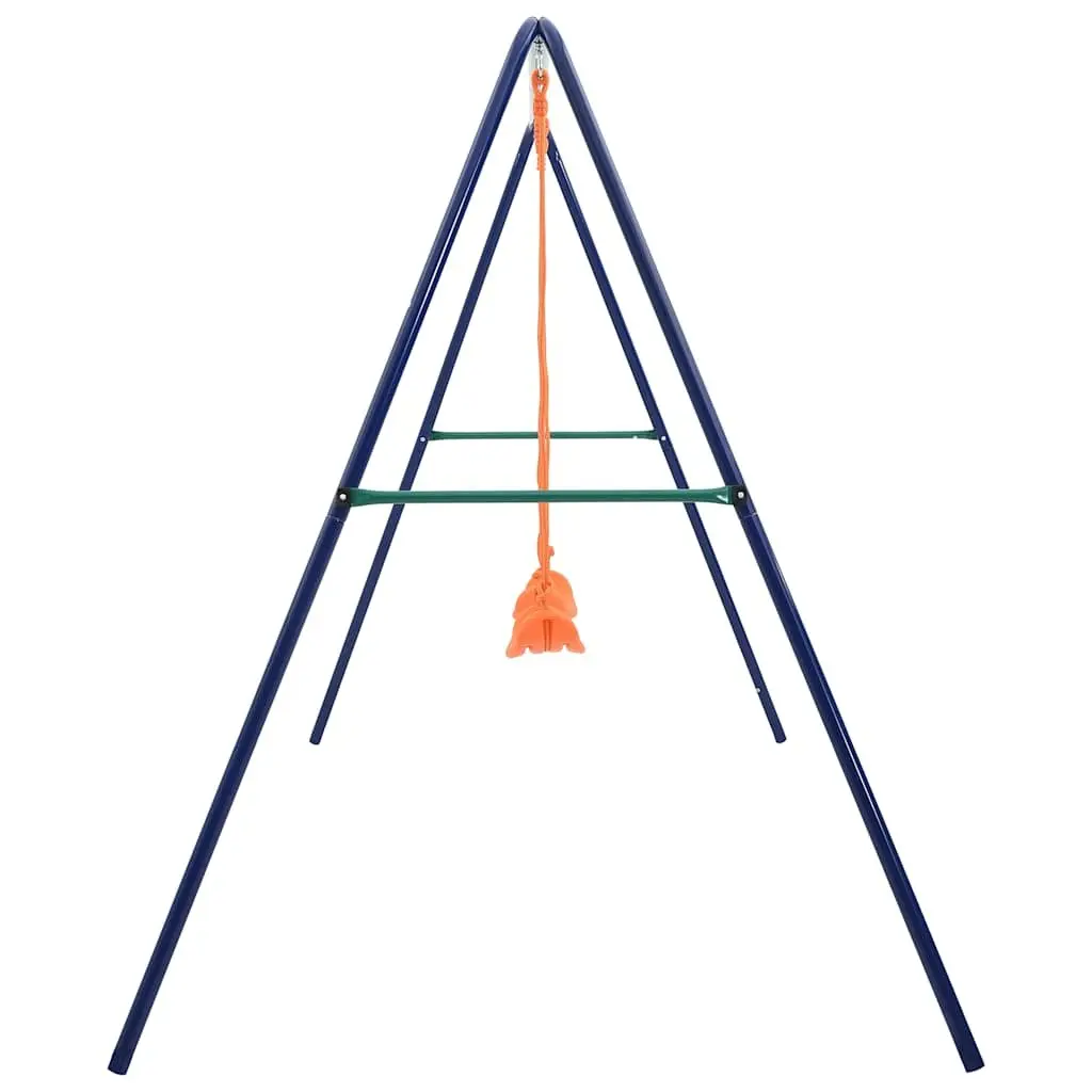 Swing Set 2 Seats Steel A-Frame Orange Outdoor Play Equipment for Kids