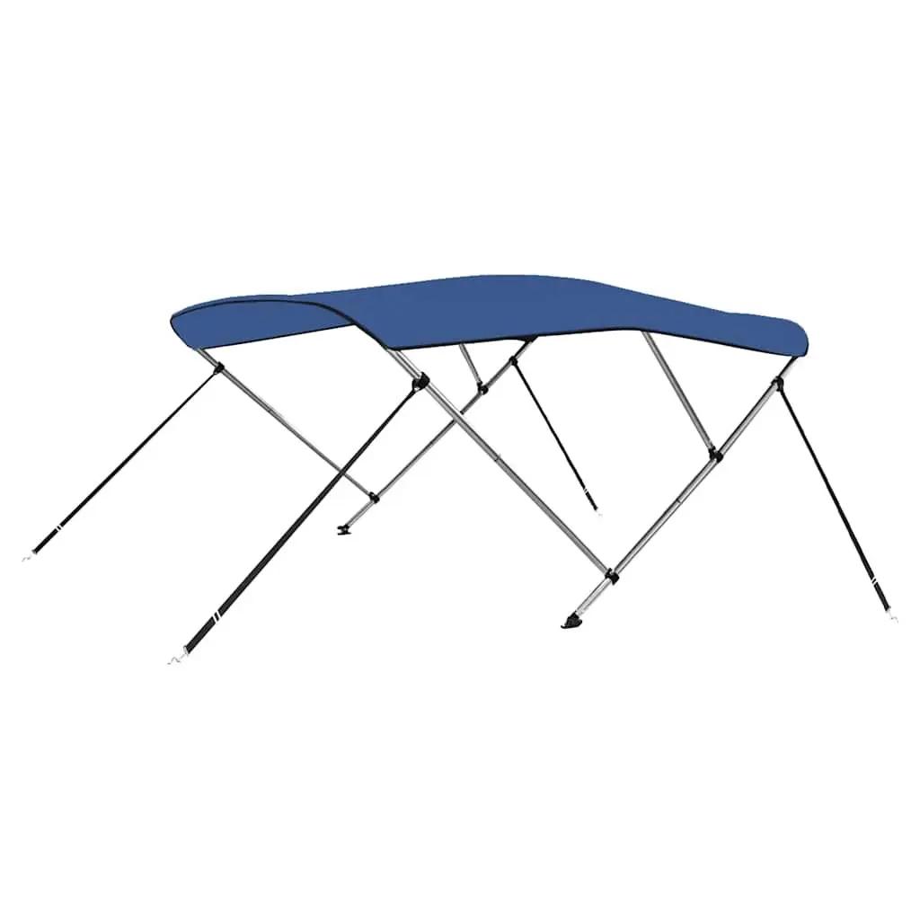 Boat Bimini Top 3 Bow Frame Canopy Sun Shade Adjustable Width Marine Blue 137 cm Height 154 to 167 cm Width