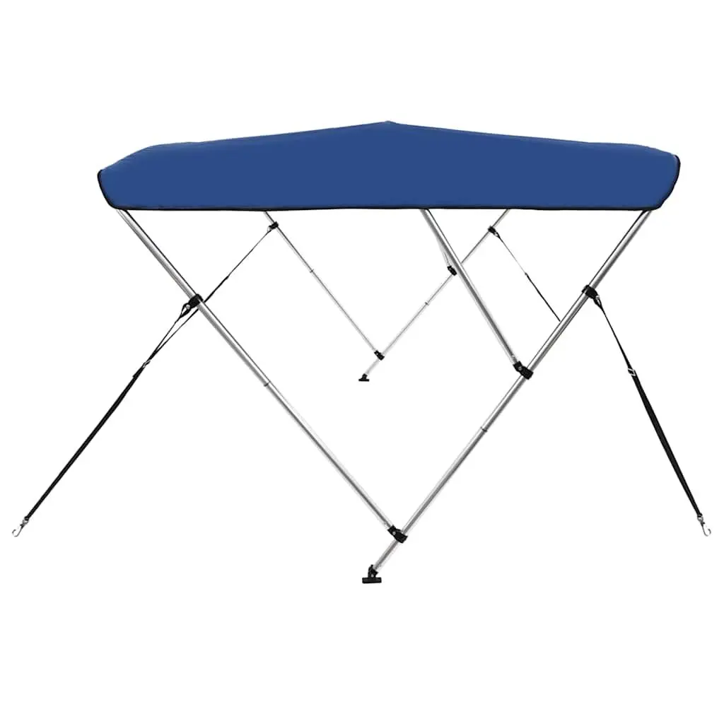 Boat Bimini Top 3 Bow Frame Canopy Sun Shade Adjustable Width Marine Blue 137 cm Height 154 to 167 cm Width