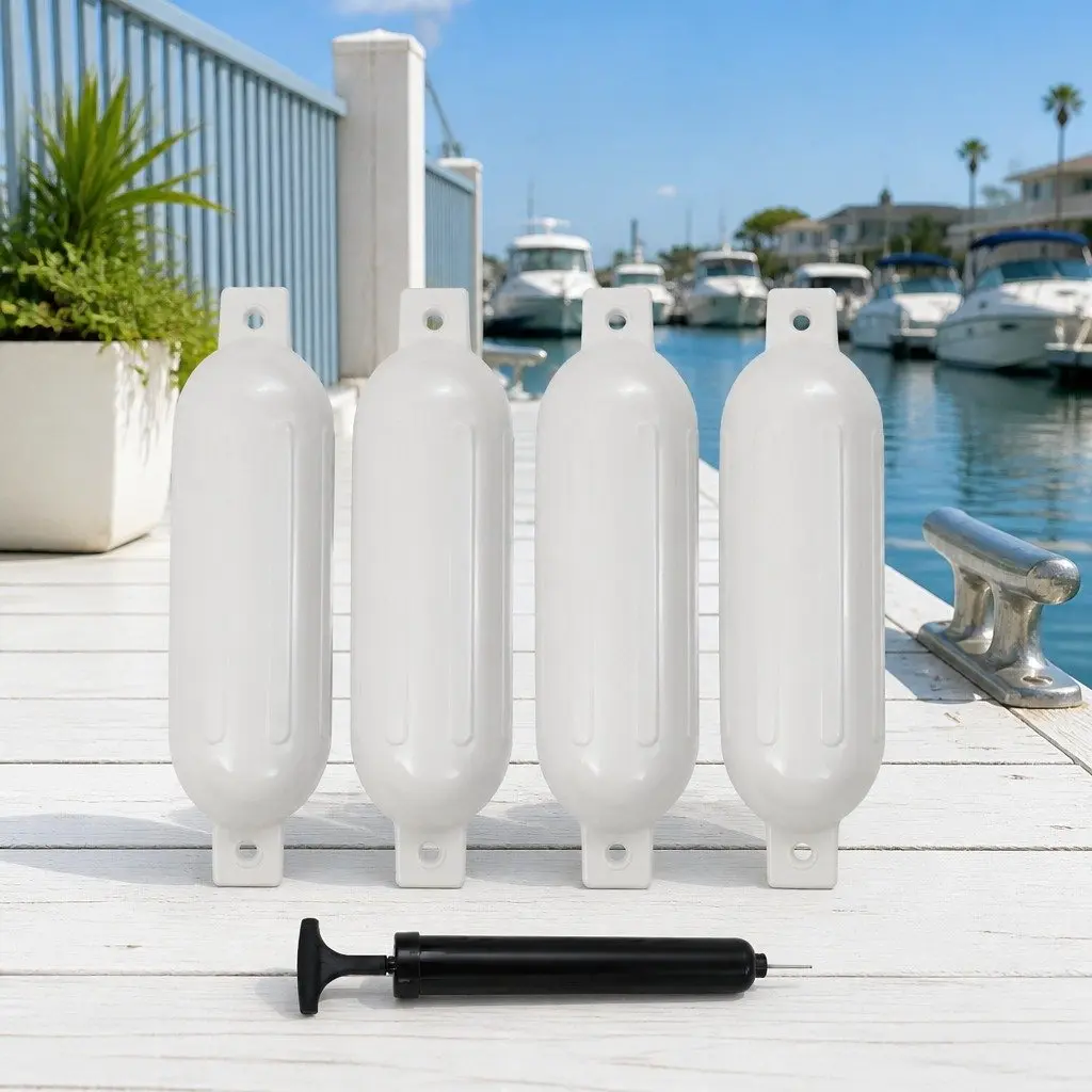 Inflatable Boat Mooring Fenders 51x14cm White 4 Pack Docking Protection