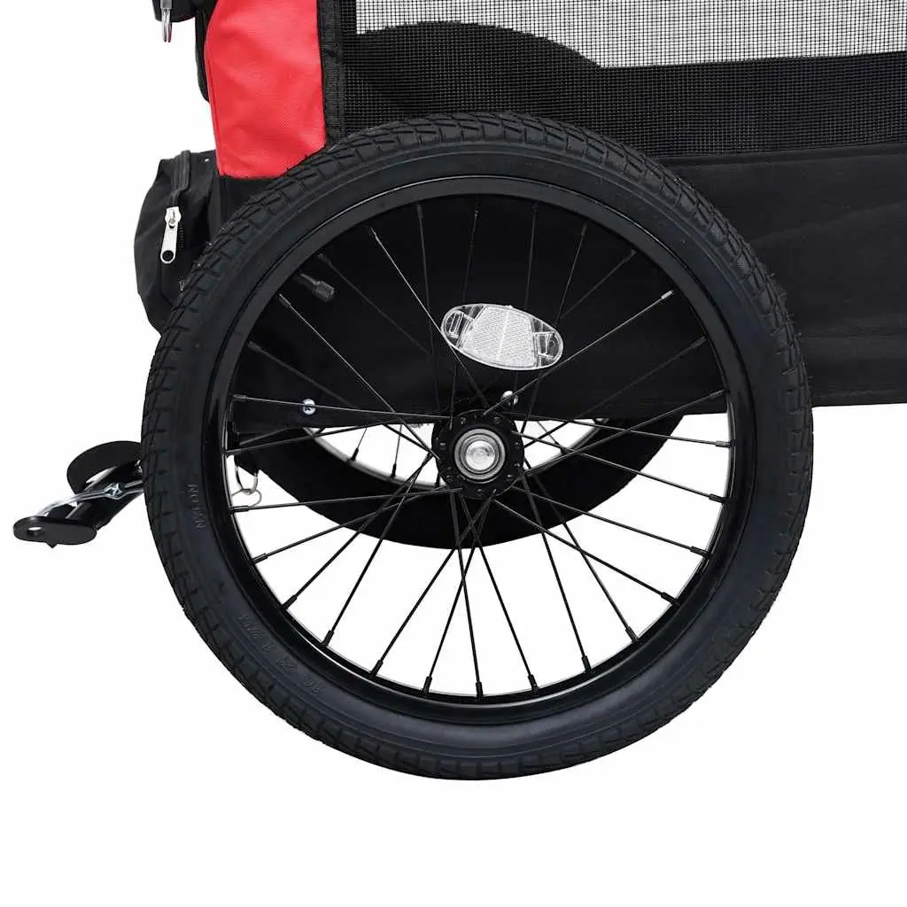 Pet Bike Trailer Jogging Stroller 2-in-1 Dog Cart Red Black