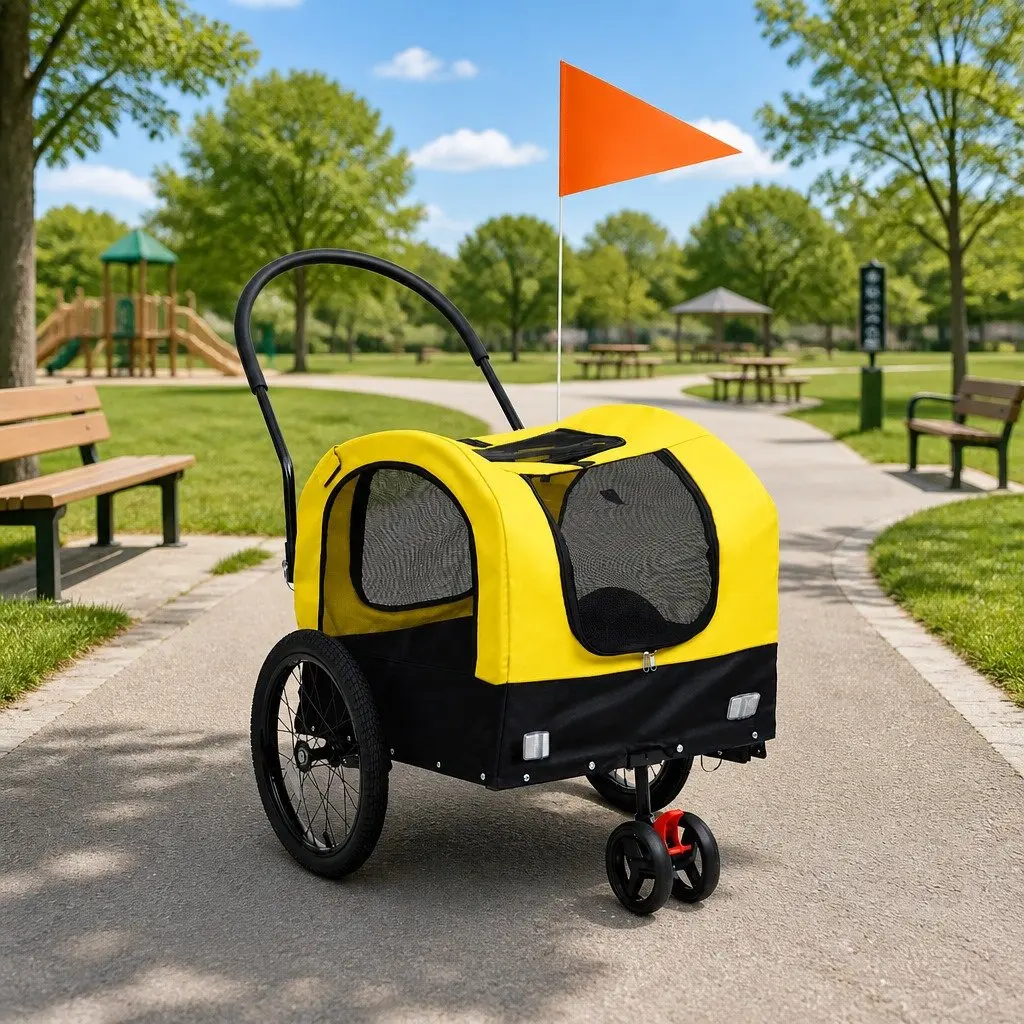 Pet Bike Trailer Jogging Stroller Yellow Black