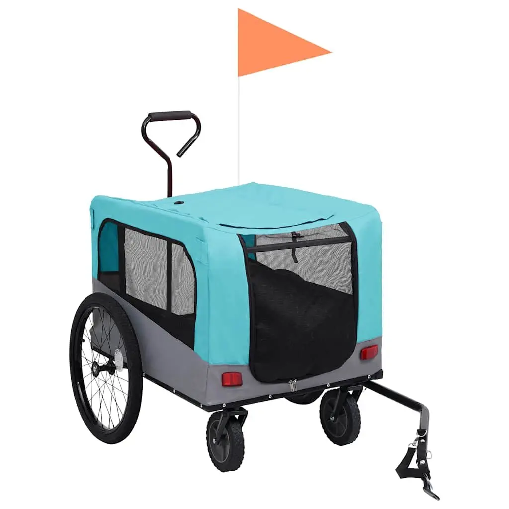 Pet Transport Jogging Stroller Bike Trailer 2-in-1 Convertible Blue Grey