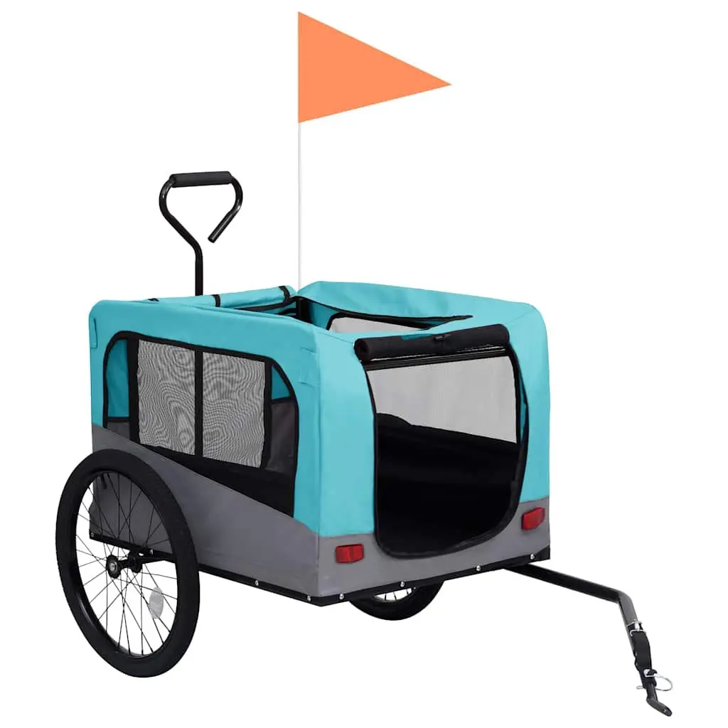 Pet Transport Jogging Stroller Bike Trailer 2-in-1 Convertible Blue Grey