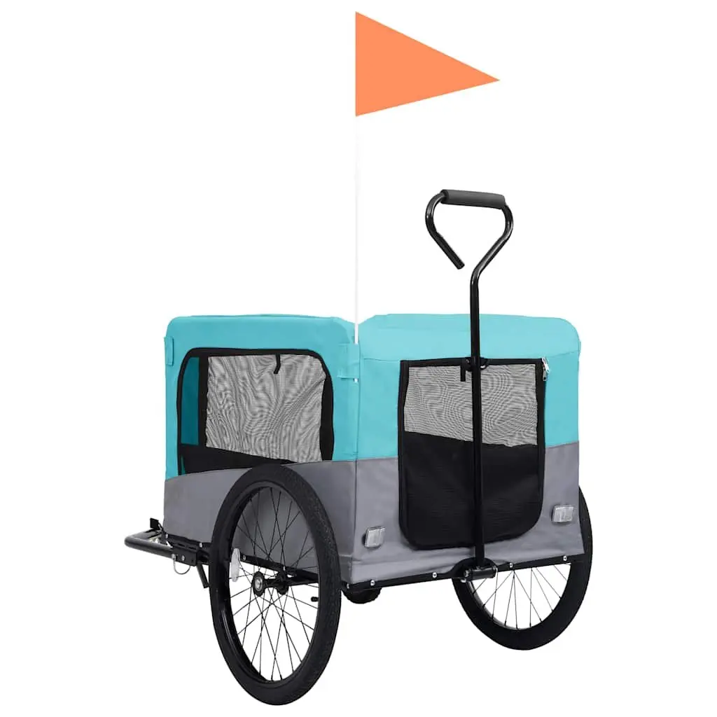 Pet Transport Jogging Stroller Bike Trailer 2-in-1 Convertible Blue Grey