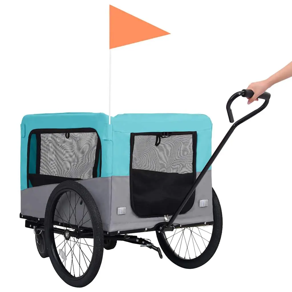 Pet Transport Jogging Stroller Bike Trailer 2-in-1 Convertible Blue Grey