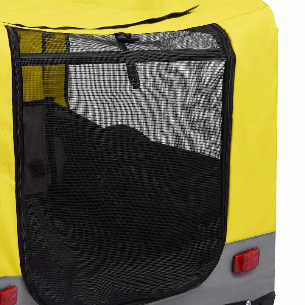 2-in-1 Pet Bike Trailer Jogging Stroller Dogs Cats Yellow Grey