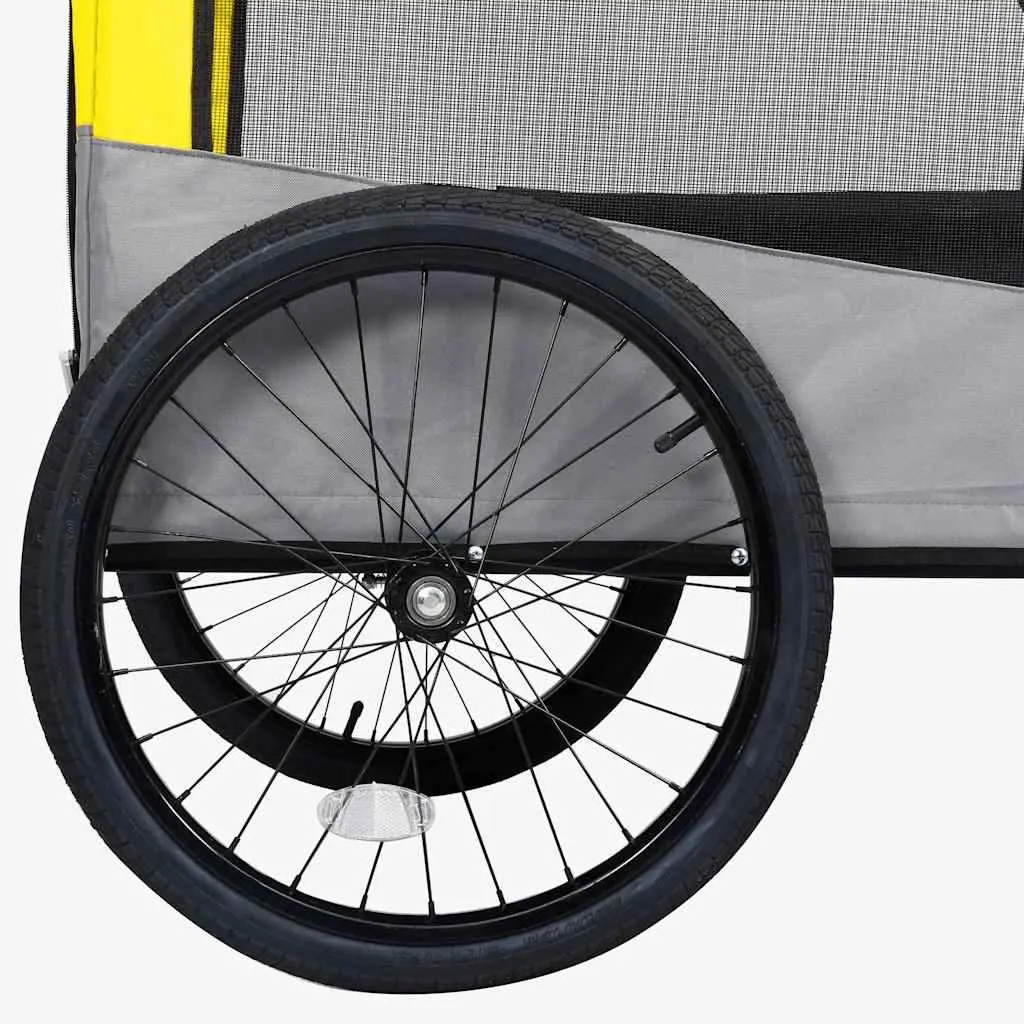2-in-1 Pet Bike Trailer Jogging Stroller Dogs Cats Yellow Grey