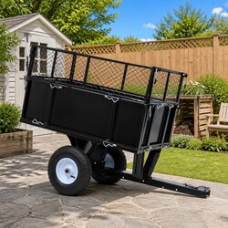 Tipping Trailer for Lawn Mower 150 kg Load Capacity Garden Trolley Coupling