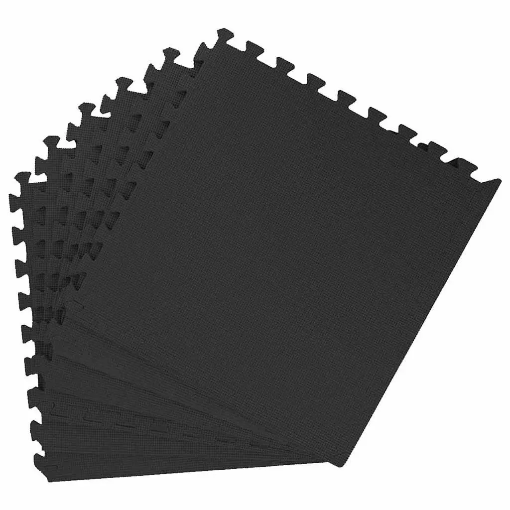Exercise Floor Mats 54 pcs 4.86 m² EVA Foam Puzzle Interlocking Tiles Black