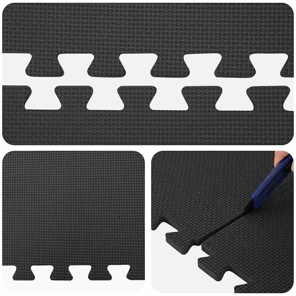 Exercise Floor Mats Puzzle Interlocking Home Gym Fitness 6 Piece Black