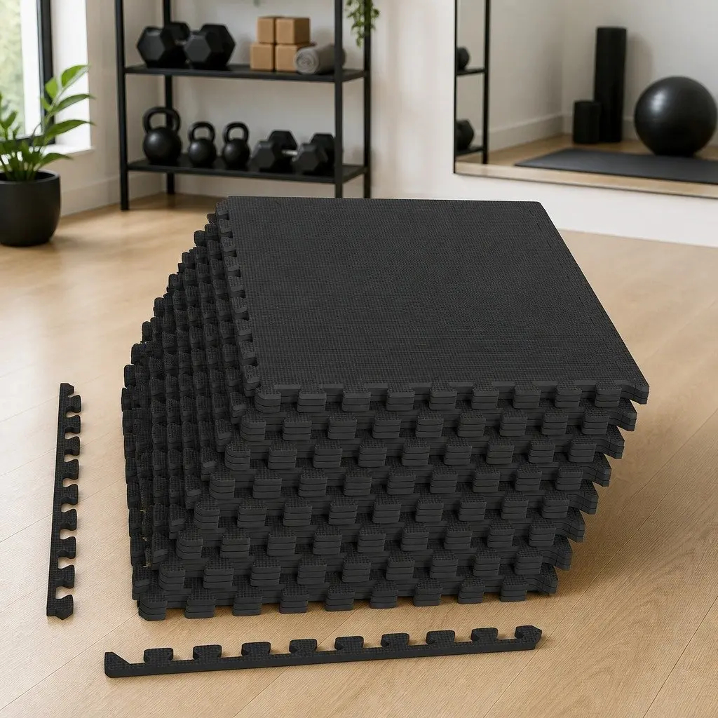 Exercise Floor Mats 24 pcs Puzzle Interlocking EVA Foam Gym Fitness Play Area