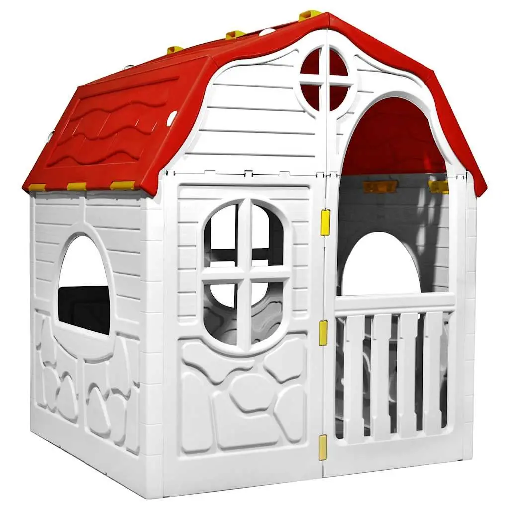Portable Kids Playhouse Multicolour Cottage Style with Lockable Door and Open Windows Indoor Outdoor Use