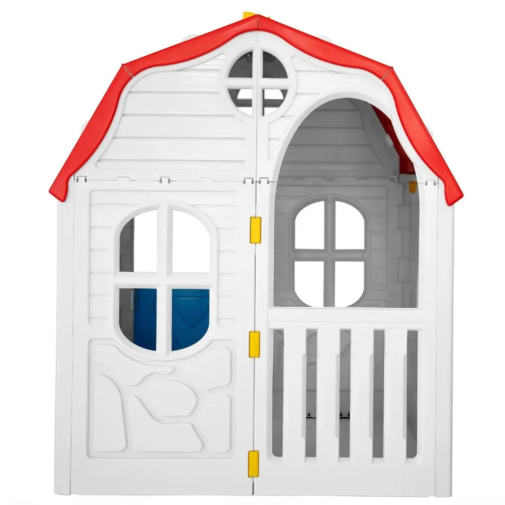 Portable Kids Playhouse Multicolour Cottage Style with Lockable Door and Open Windows Indoor Outdoor Use