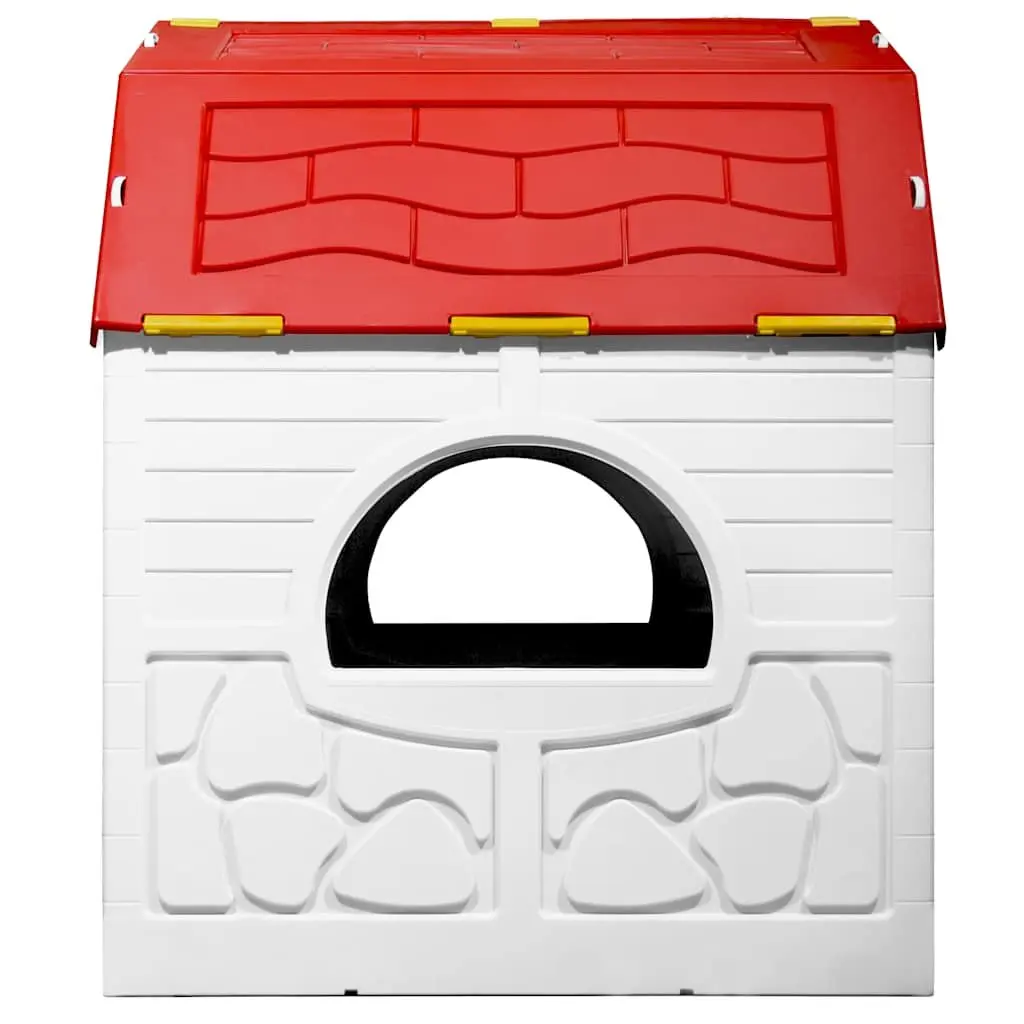 Portable Kids Playhouse Multicolour Cottage Style with Lockable Door and Open Windows Indoor Outdoor Use